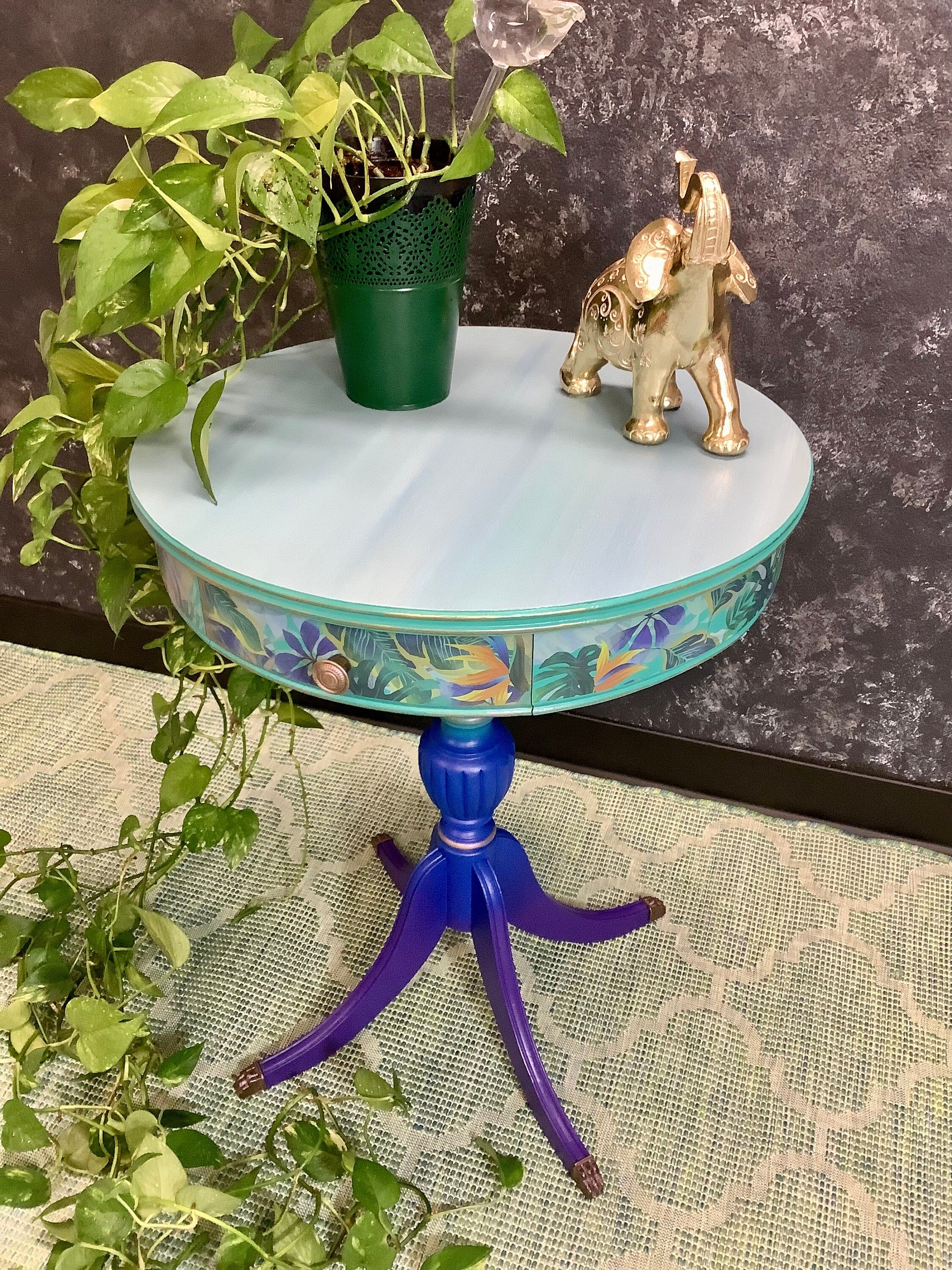 SOLD - please do not purchase - Colorful Side Table - FREE SHIPPING - Hand Painted