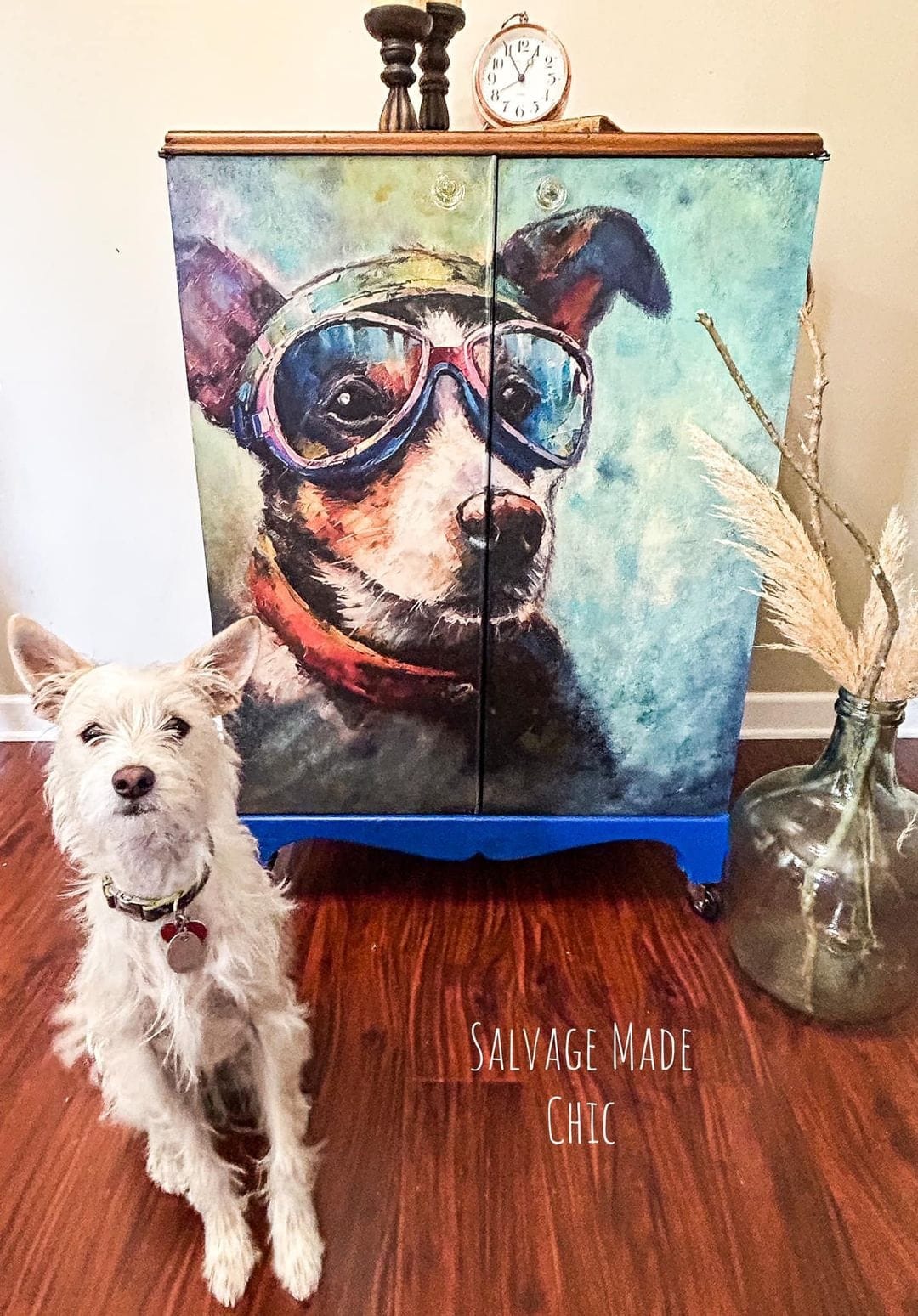 Rascal Large Decoupage Tissue Paper for Furniture 21x29 Whimsykel Designs Dog wearing Goggles