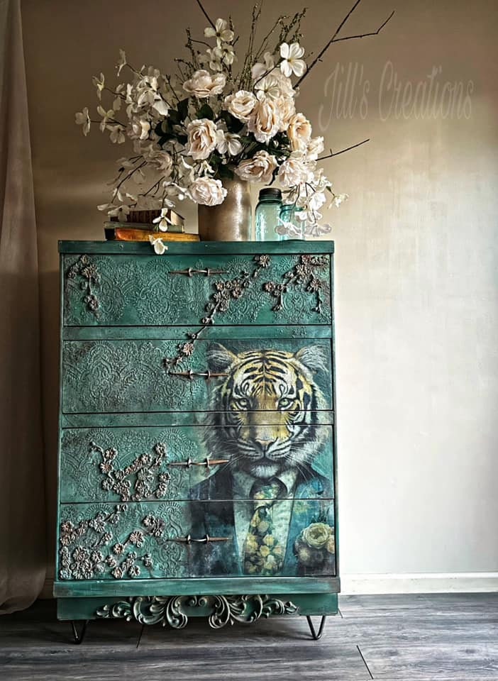 Whimsykel | Sebastian Tiger | Decoupage Tissue Paper | 21"x29" | tiger in suit