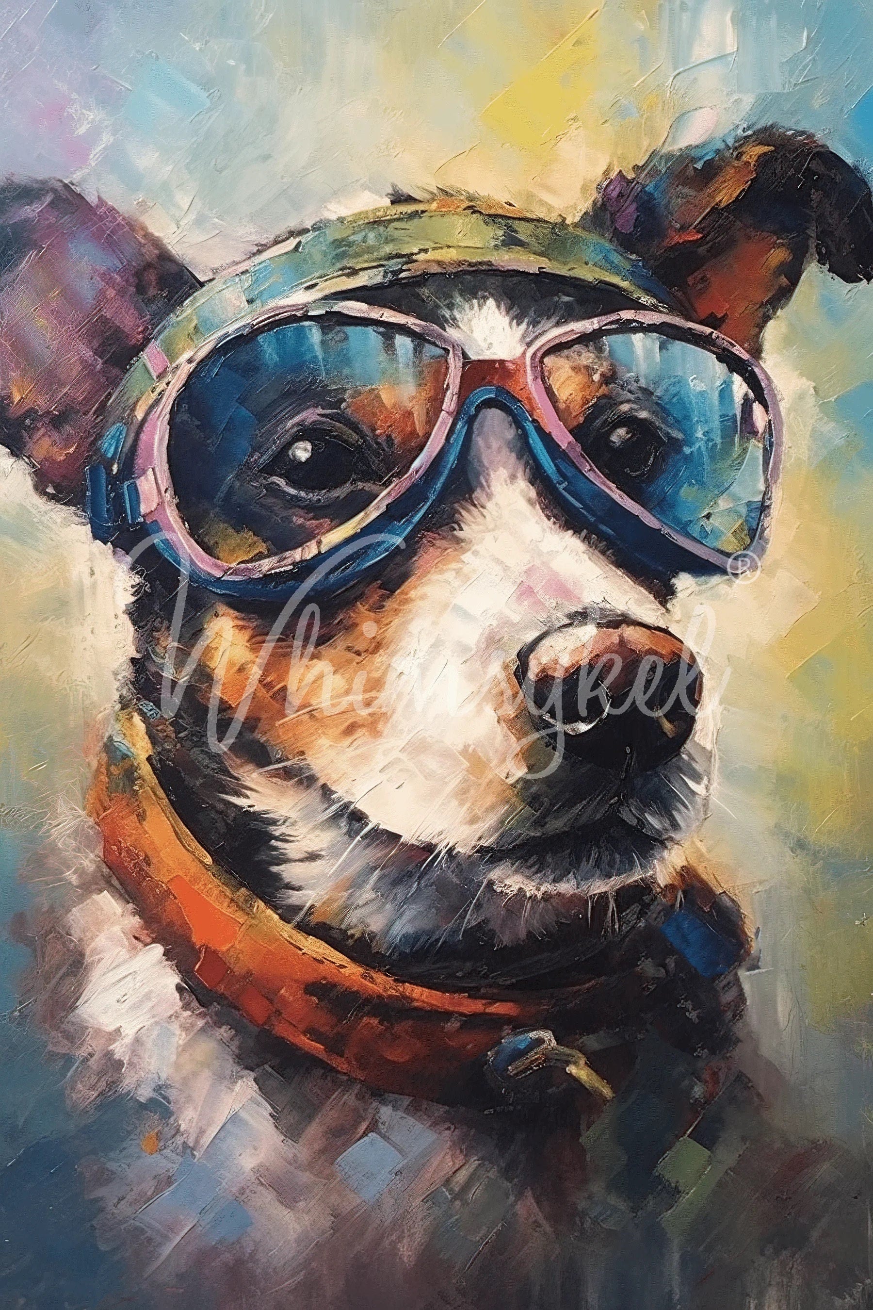 Rascal Large Decoupage Tissue Paper for Furniture 21x29 Whimsykel Designs Dog wearing Goggles