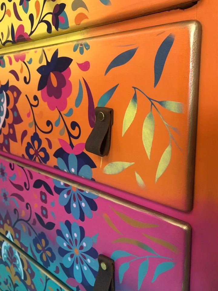 SOLD- Please do not purchase! Colorful Dresser - FREE SHIPPING - Hand Painted