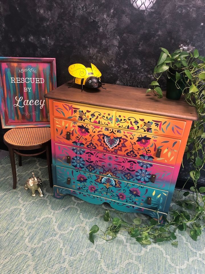 SOLD- Please do not purchase! Colorful Dresser - FREE SHIPPING - Hand Painted