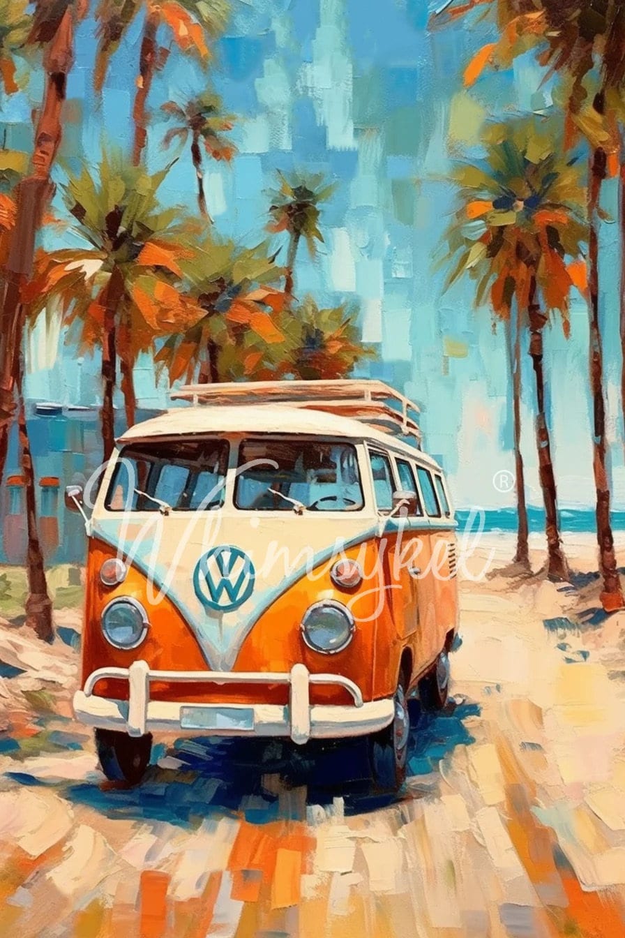 Whimsykel | Beach Buggy | Decoupage Tissue Paper| 21"x29" | Camper Van on the Beach