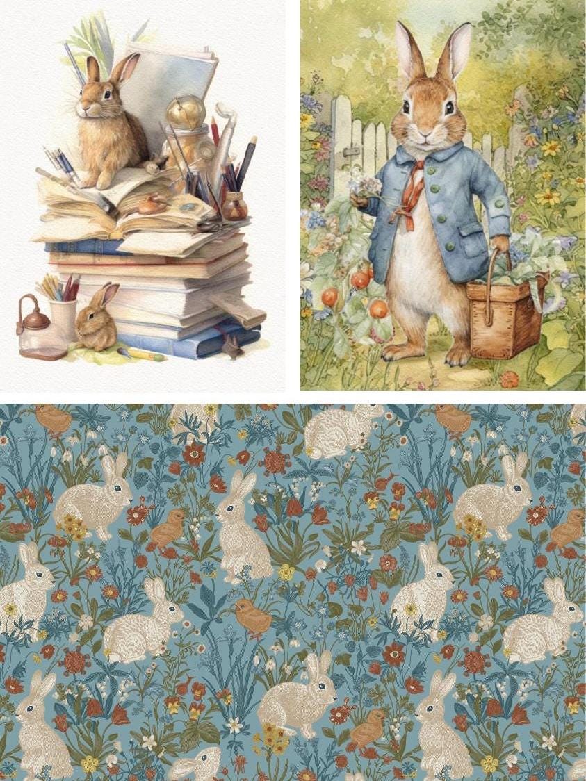 TRADITIONAL PETER RABBIT | A3- 11.7 x 16.54 inches | Rice Decoupage Paper | Furniture | Crafts | Art