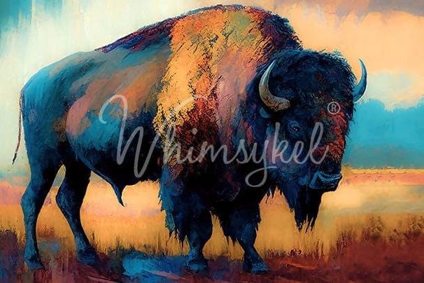 Whimsykel | Tatonka | Decoupage Tissue Paper | 21"x29" | buffalo in field