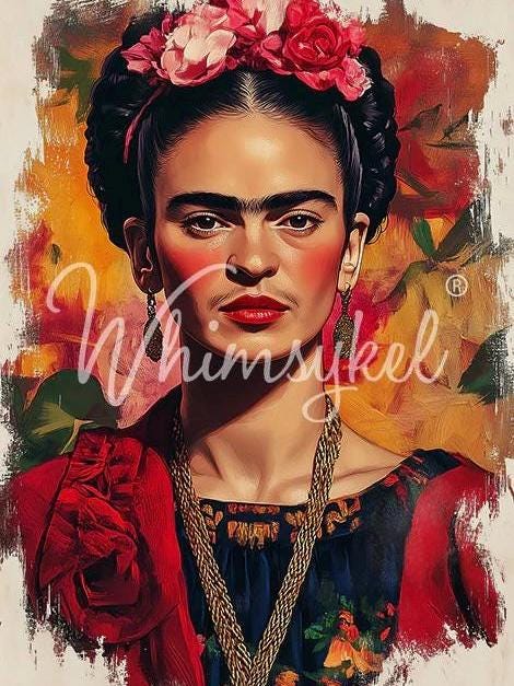 KAHLO COLORS | Large Decoupage Tissue Paper for Furniture | Arts & Crafts | 21x29 | Whimsykel Designs | abstract portrait of Frida