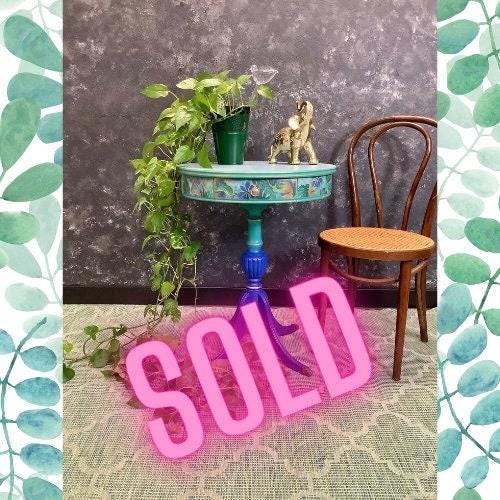 SOLD - please do not purchase - Colorful Side Table - FREE SHIPPING - Hand Painted