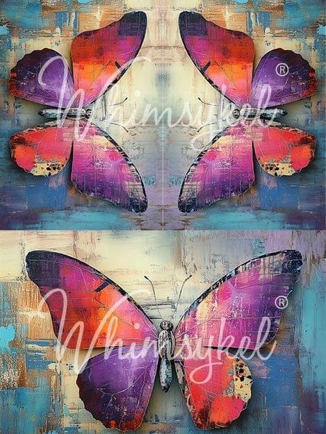 UNFOLDING TRIO | Large Decoupage Tissue Paper for Furniture | 21x29 Whimsykel Designs | three layered butterflies