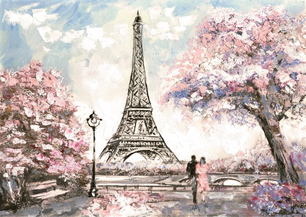 SPRINGTIME IN PARIS | Retired | A3- 11.7 x 16.54 inches | Rice Decoupage Paper | Furniture | Crafts | Art