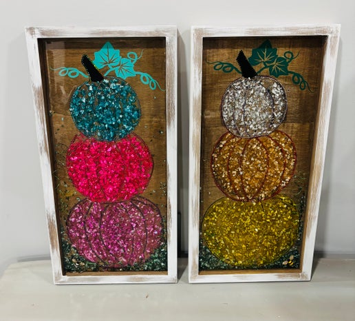 🎃 Three-Tiered Pumpkin Crushed Glass & Resin Workshop