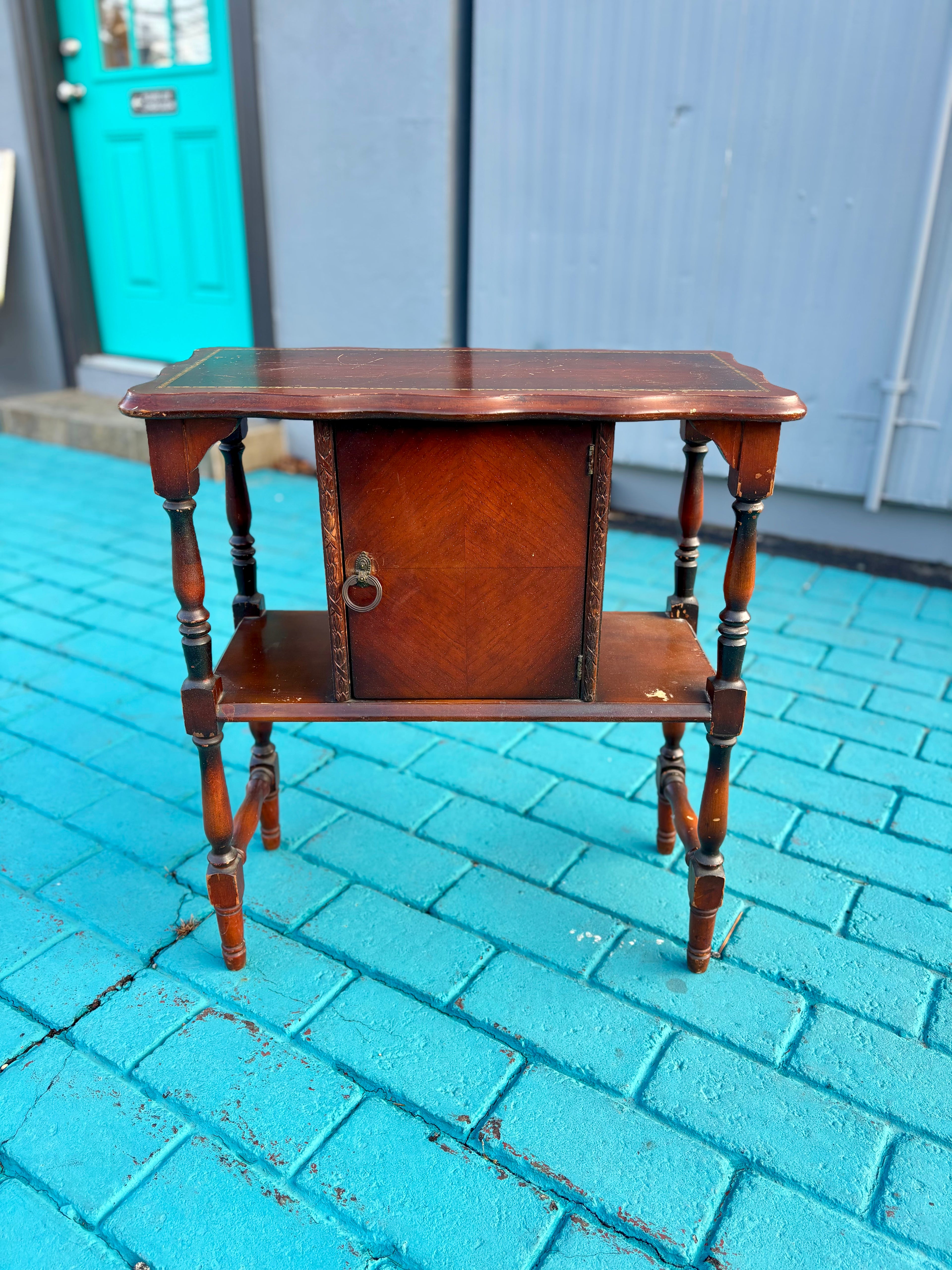 Vintage 1930's Metal-Lined Smoking Cabinet – Perfect Project Piece or Character Accent Table