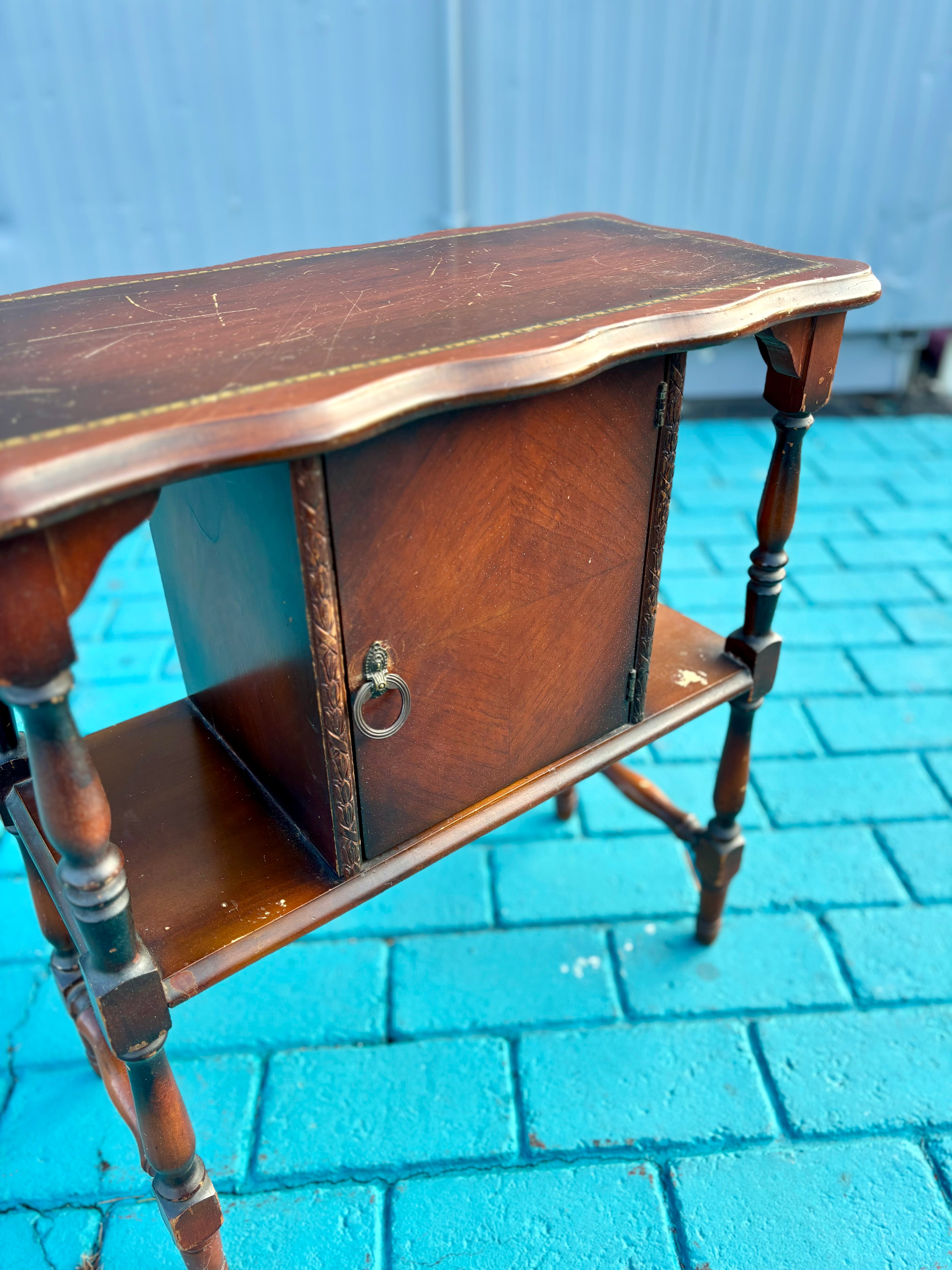 Vintage 1930's Metal-Lined Smoking Cabinet – Perfect Project Piece or Character Accent Table