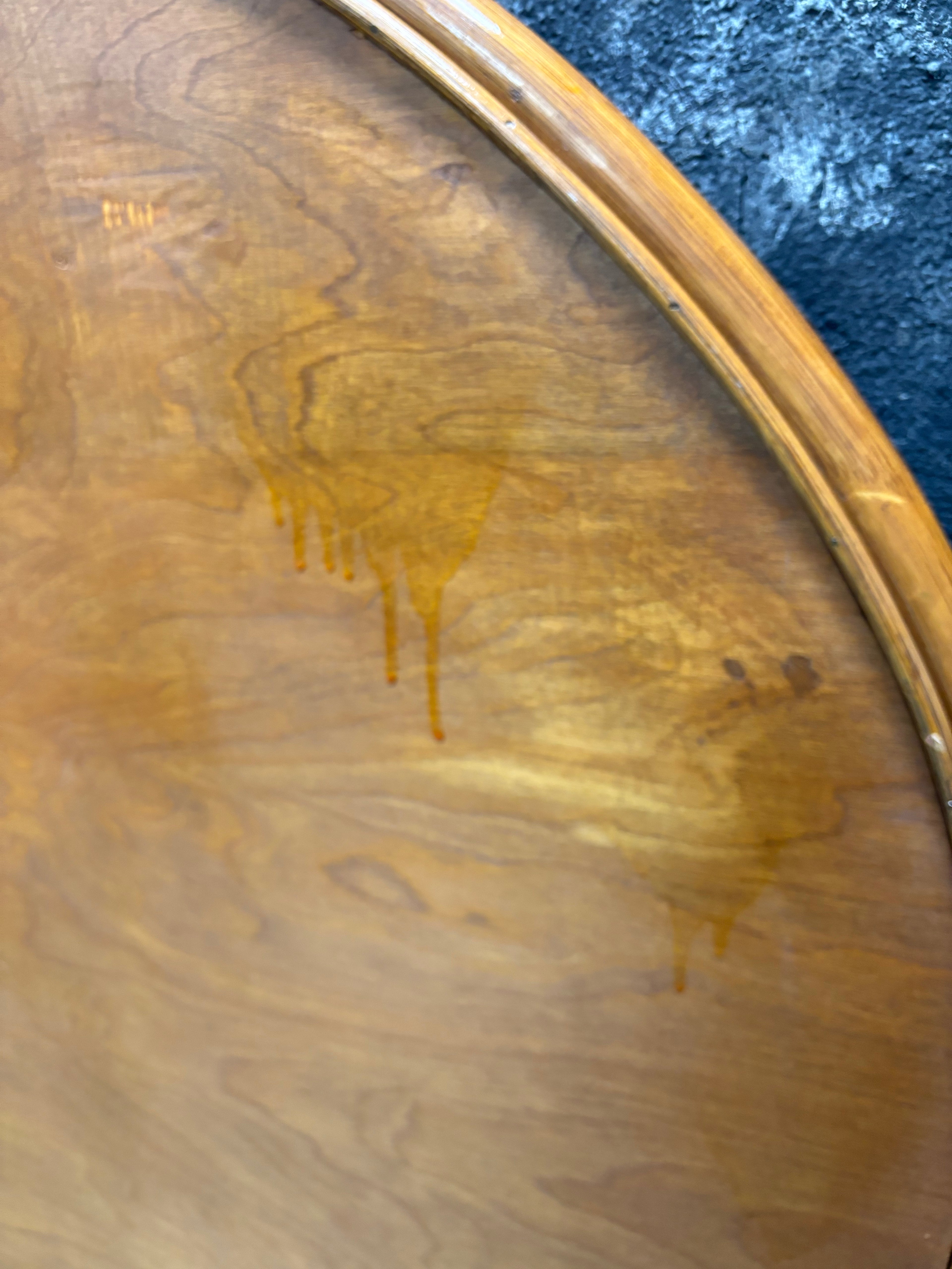 Vintage Sunburst Rattan Bedroom Suite – 5-Piece Cane Furniture Set with Lighted Terrarium Dresser, Headboard, Nightstands, Dresser & Cheval Mirror (1970s Coastal Boho)