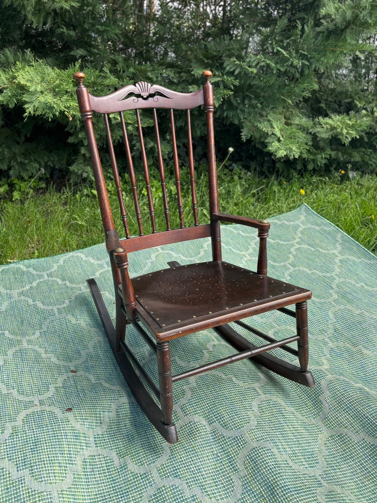 Vintage Wooden Rocking Chair with Custom Floral Cushions | As-Is Ready for Rescue