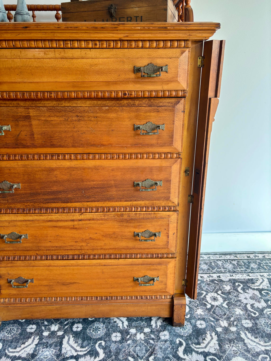 Exceptional Antique Eastlake Boarding House Dresser c.1885 | Rare Original Locking Mechanism | Victorian Collector's Piece (Shipping Included)