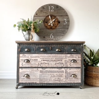 Floral Text | Decoupage Tissue Paper | 19"x30" | Redesign with Prima