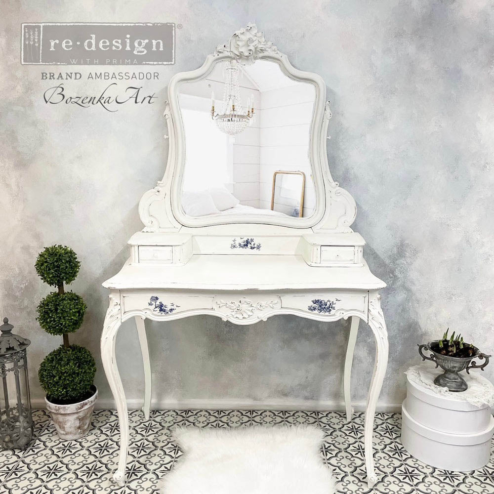 Toile | Small Transfers | Redesign With Prima | Rub on Transfers for Furniture and Crafts | 3 sheets- 6"x12" | French Country Blue Toile