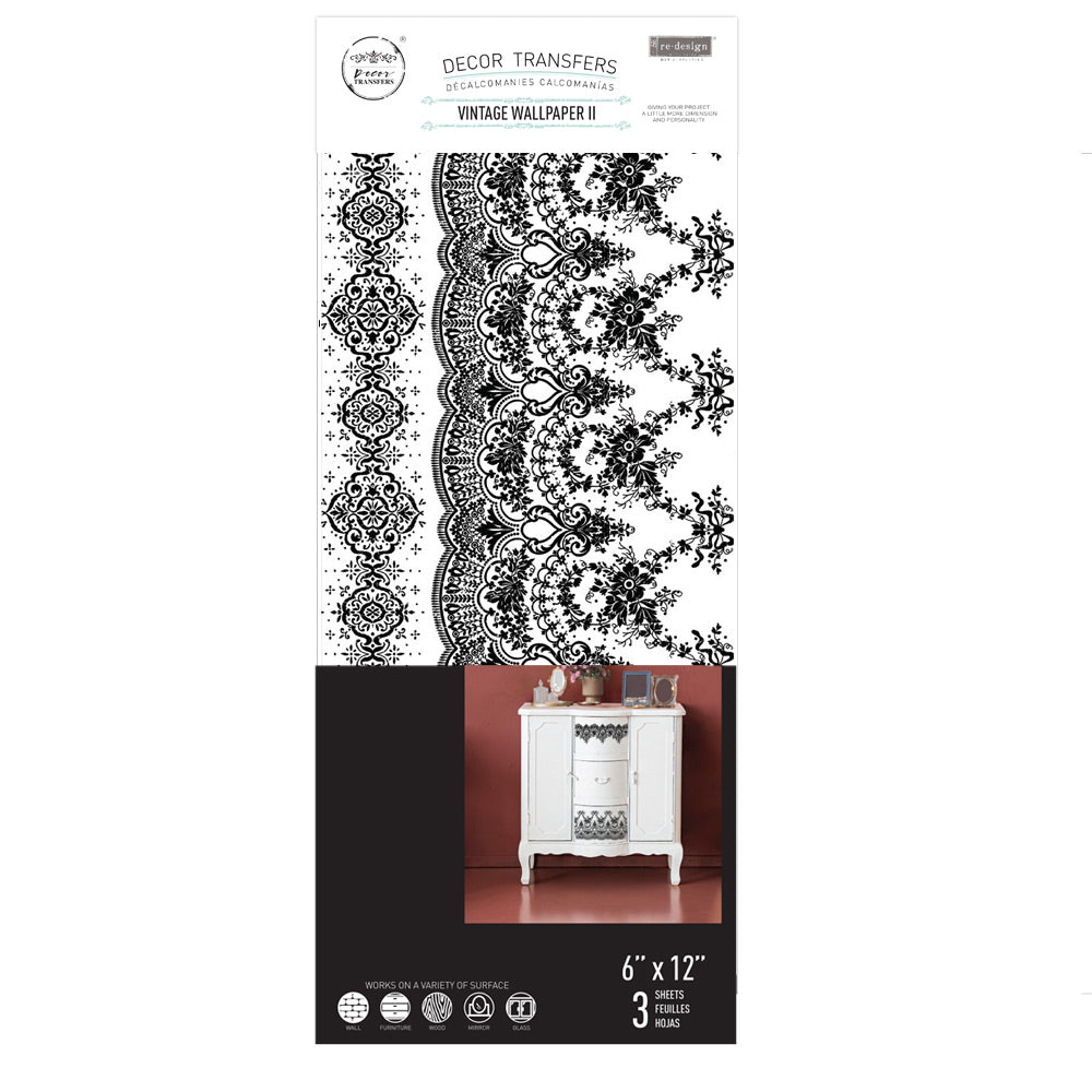 Vintage Wallpaper II | 6"x12" | Small Decor Transfer | Redesign with Prima