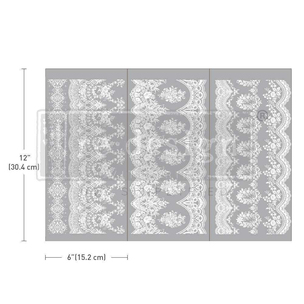 VINTAGE WALLPAPER | Small Transfers | Redesign With Prima | Rub on Transfers for Furniture and Crafts | 3 sheets- 6"x12" | french lace Redesign with Prima