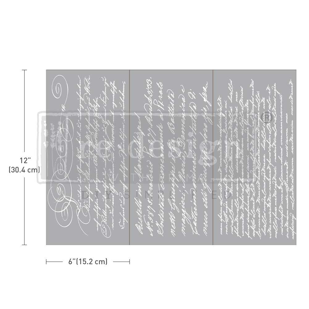 SECRET LETTER ll | Small Transfers | Redesign With Prima | Rub on Transfers for Furniture and Crafts | 3 sheets- 6"x12" | vintage cursive Redesign with Prima