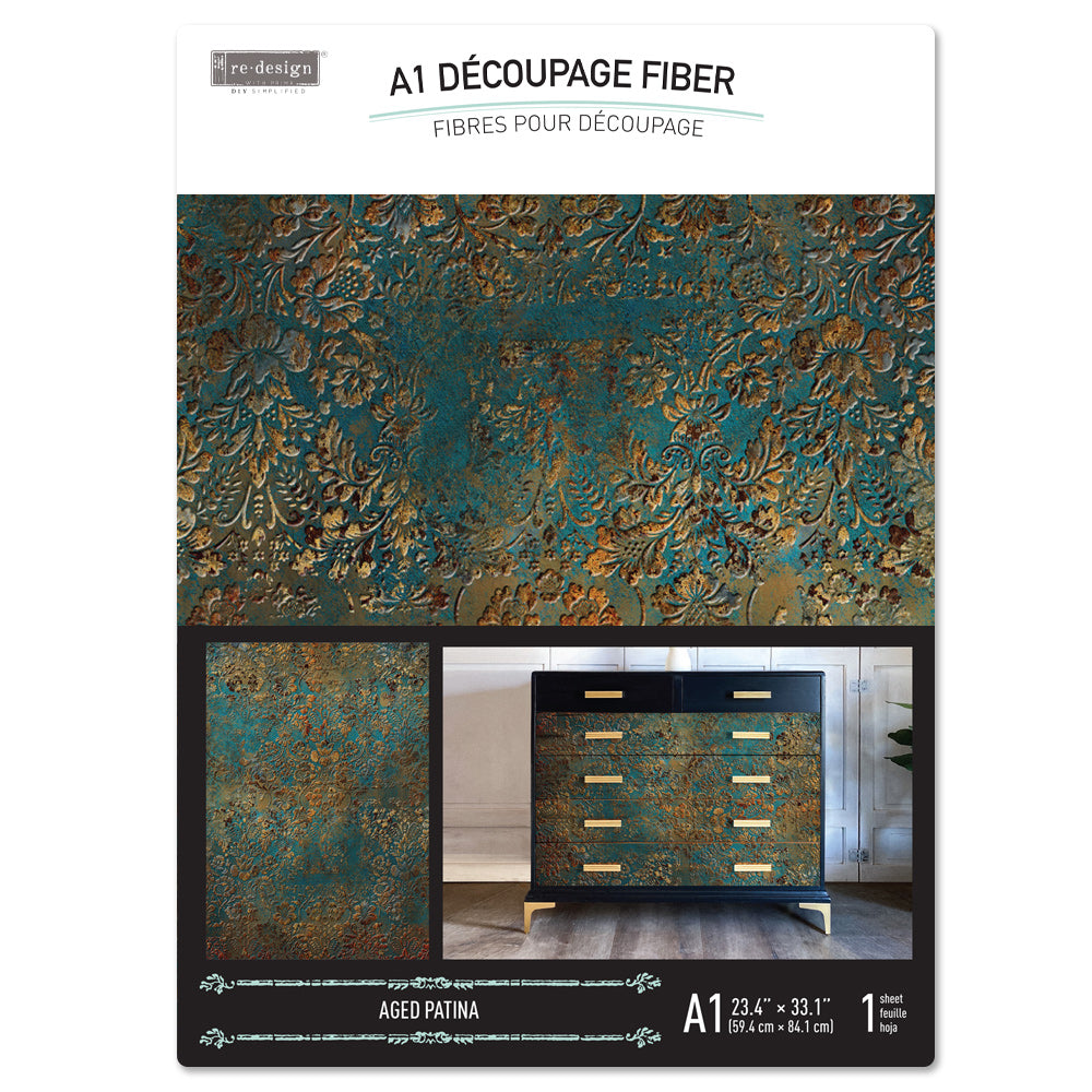 Aged Patina | A1 23.4" x 33.1" | Decoupage Fiber Paper | Redesign with Prima