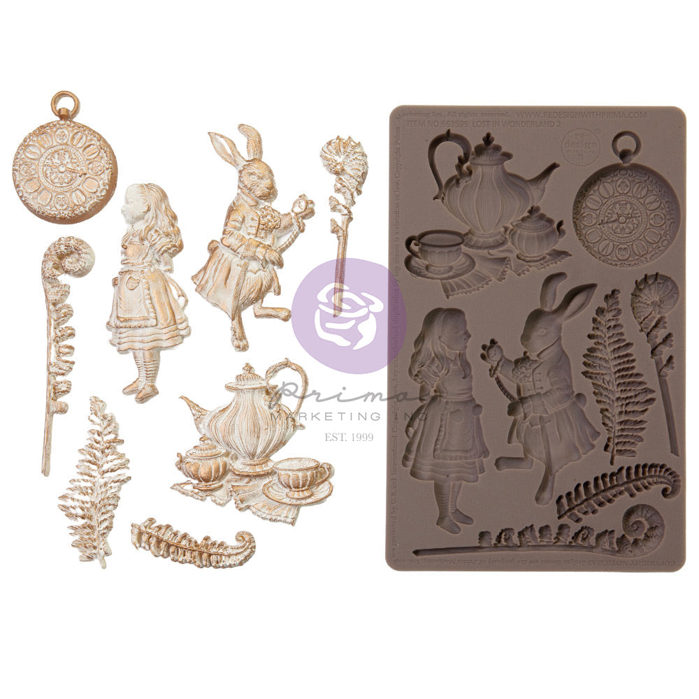 Following Alice - Lost In Wonderland Collection Mould - Resin Mould 5"x8" Redesign with Prima