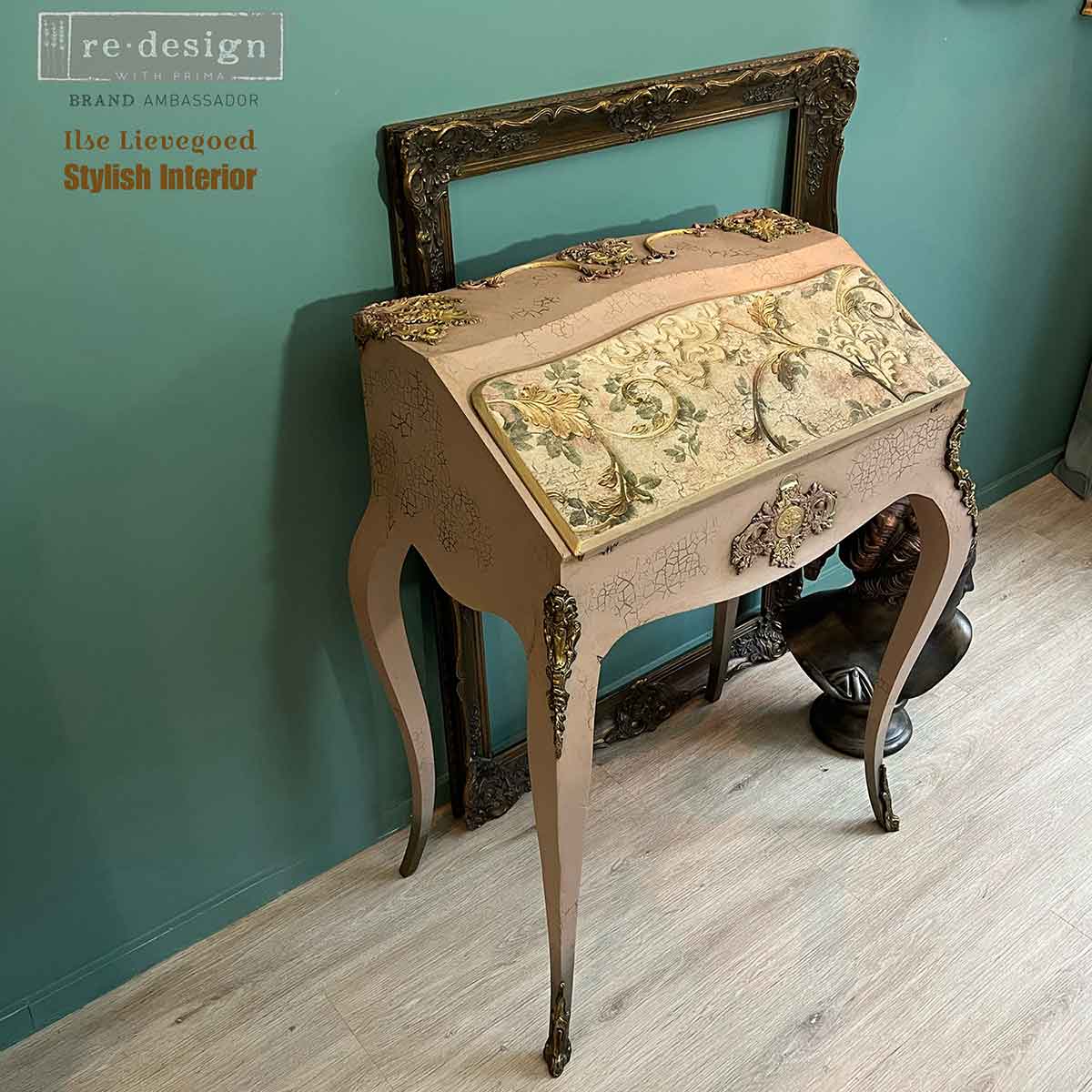 Chapelle Royale | Decoupage Tissue Paper | 19.5"x30" | Redesign with Prima | decadent swirls, distressed fleur de lis, and a soft floral background Redesign with Prima