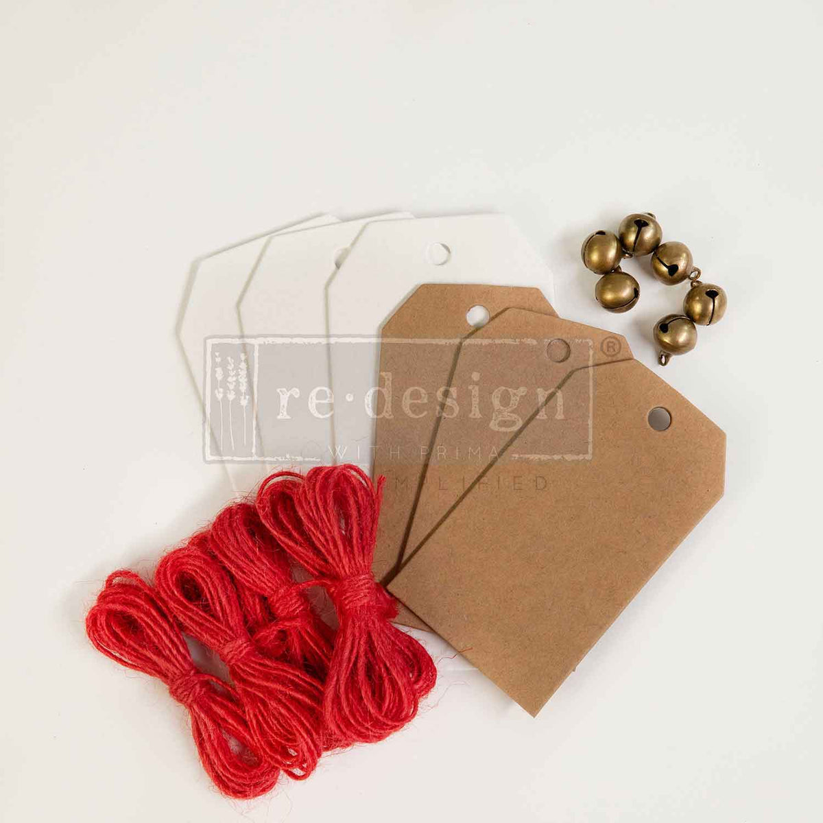 Christmas Chipboard Tags | 6 Tags + 6 Bells & Twine | ReDesign with Prima