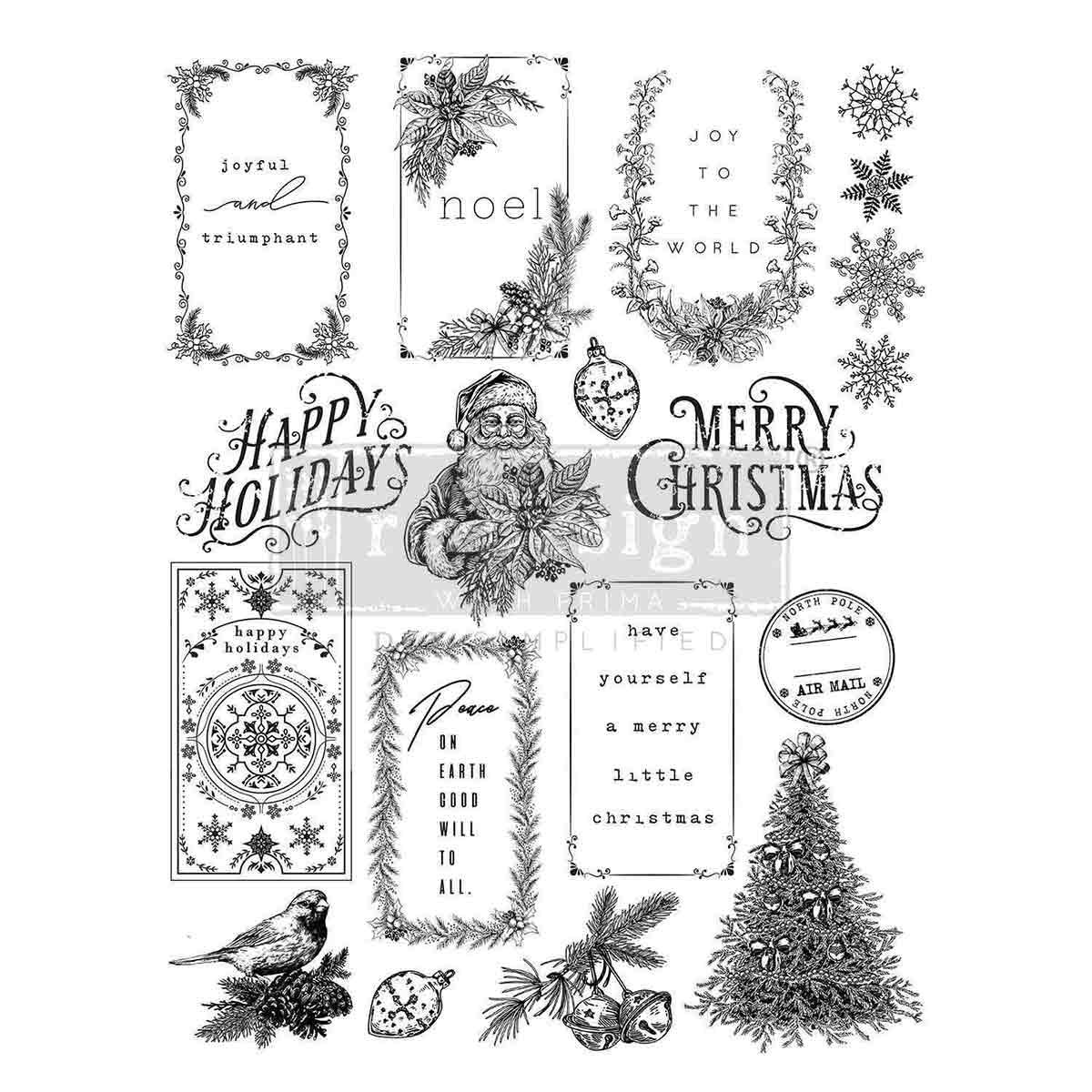 Santa’s Helper Tags | Décor Clear Stamp – 1 Sheet, 8.5" x 11" | ReDesign with Prima