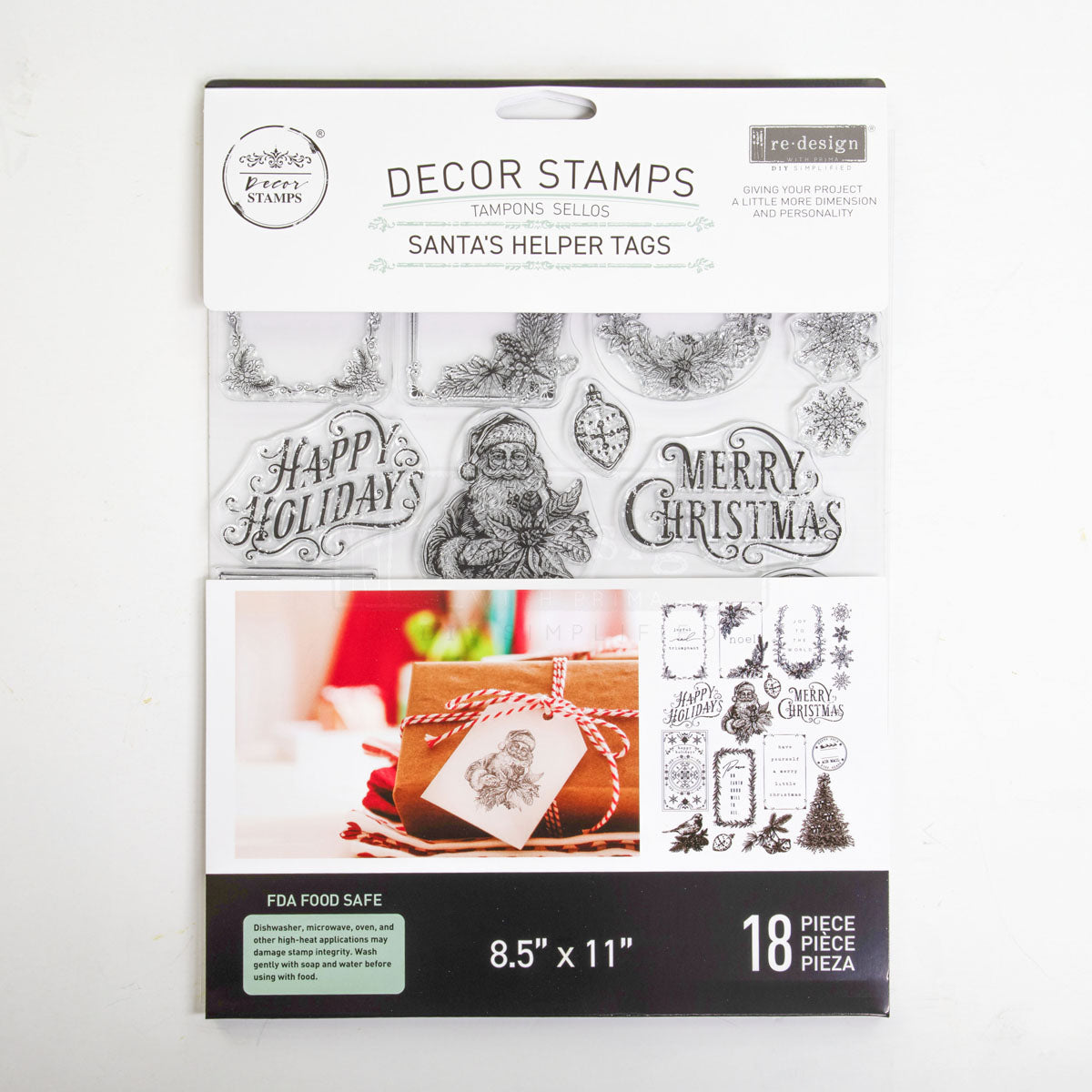 Santa’s Helper Tags | Décor Clear Stamp – 1 Sheet, 8.5" x 11" | ReDesign with Prima