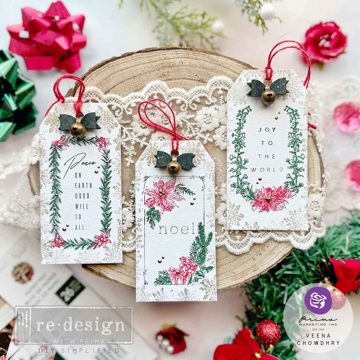 Santa’s Helper Tags | Décor Clear Stamp – 1 Sheet, 8.5" x 11" | ReDesign with Prima