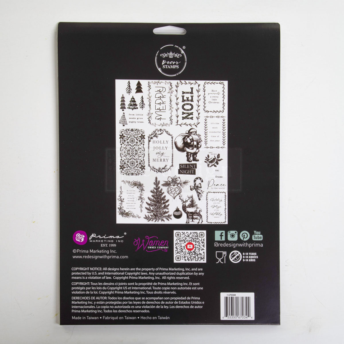 Merry and Bright Tags | Décor Clear Stamp – 1 Sheet, 8.5" x 11" | ReDesign with Prima