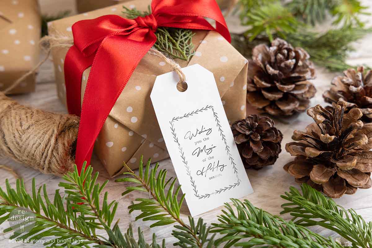 Merry and Bright Tags | Décor Clear Stamp – 1 Sheet, 8.5" x 11" | ReDesign with Prima