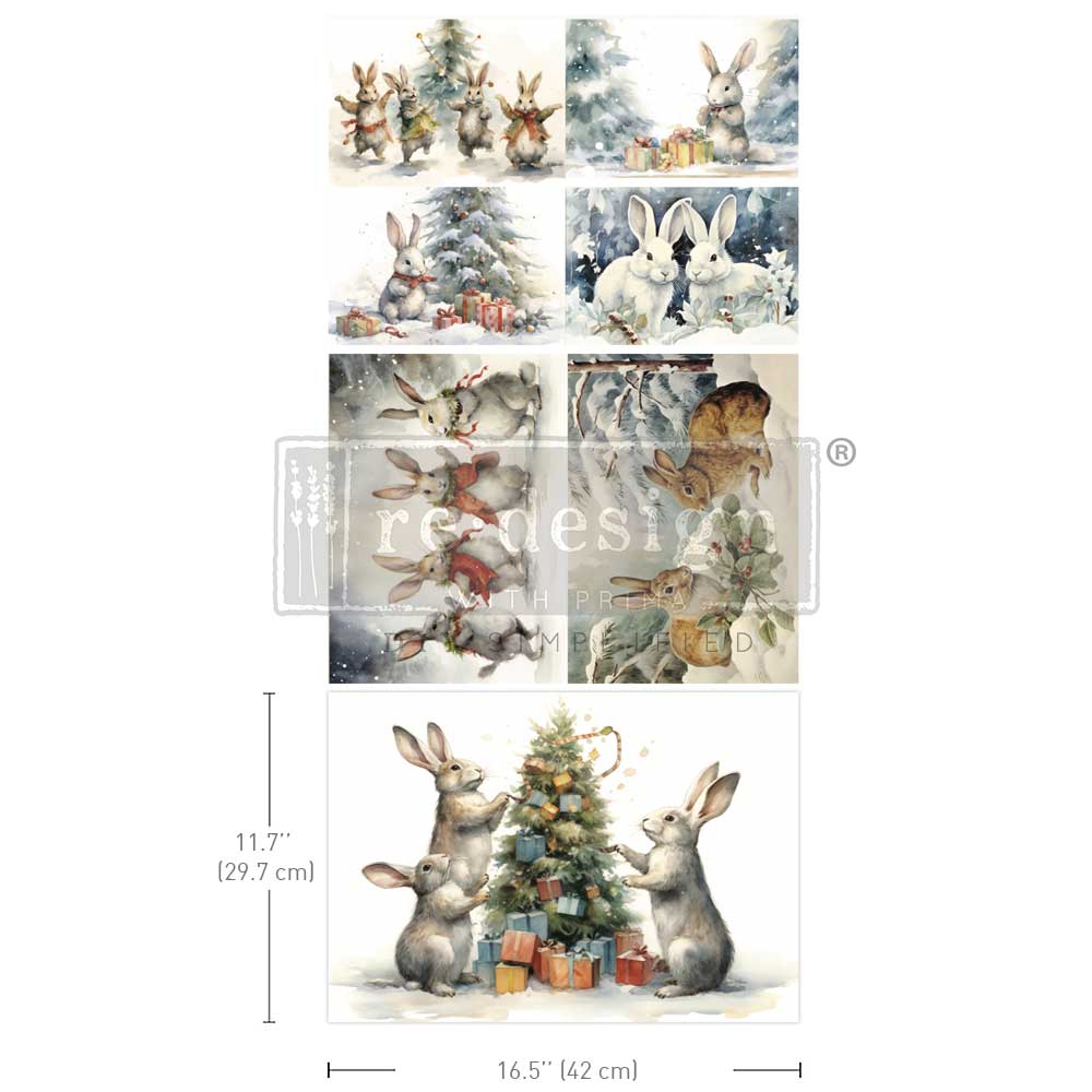 Bunny Wonderland | A3 Decoupage Fiber Pack – 3 Sheets, 11.7" x 16.5" Each | ReDesign with Prima