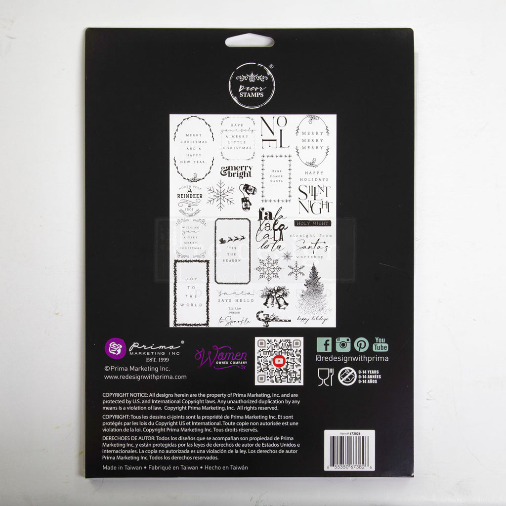 Here Comes Santa | Décor Clear Stamp – 1 Sheet, 8.5" x 11" | ReDesign with Prima