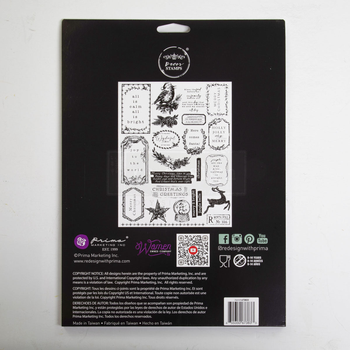 Holly Jolly | Décor Clear Stamp – 8.5" x 11" Sheet | ReDesign with Prima