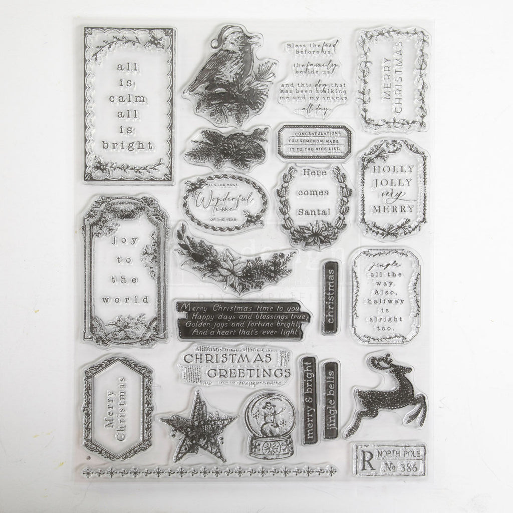 Holly Jolly | Décor Clear Stamp – 8.5" x 11" Sheet | ReDesign with Prima