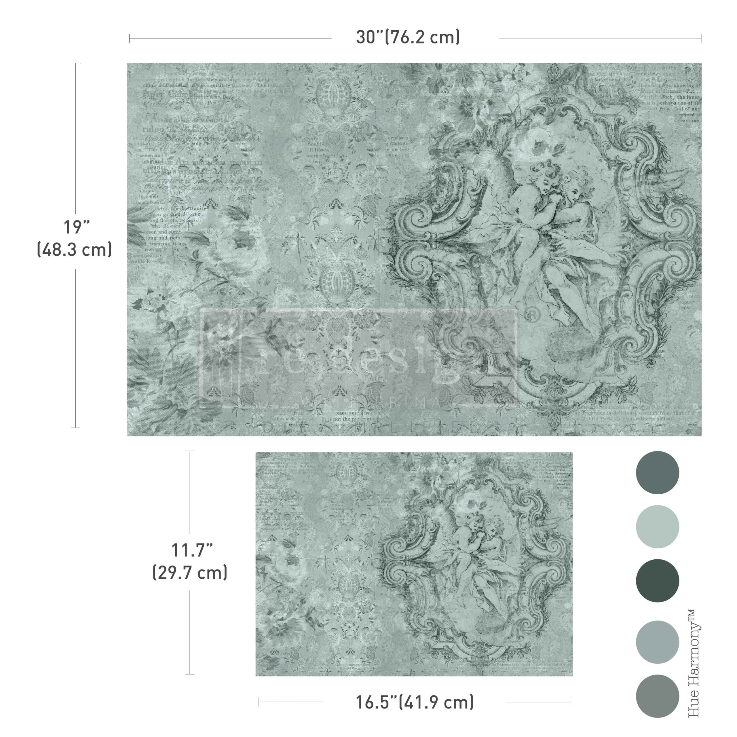 Jardin Des Chérubins | Double Delight Decoupage Fiber Paper Set | 2 Sheets (19.5" x 30" + 11.7" x 16.5") | Redesign with Prima