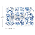 Spring Serenade | Small Transfers | Redesign With Prima | Rub on Transfers for Furniture and Crafts | 3 sheets- 6"x12" | french script blue florals Redesign with Prima