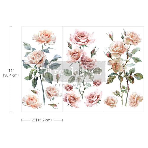 Blush Symphony | Small Transfers | Redesign With Prima | Rub on Transfers for Furniture and Crafts | 3 sheets- 6"x12" | soft pink florals Redesign with Prima