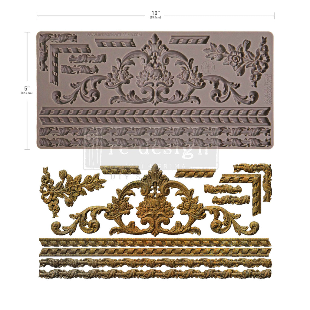 Regal Flourish | Decor Moulds® – 1 pc, 5″ x 10″ x 8mm | ReDesign with Prima