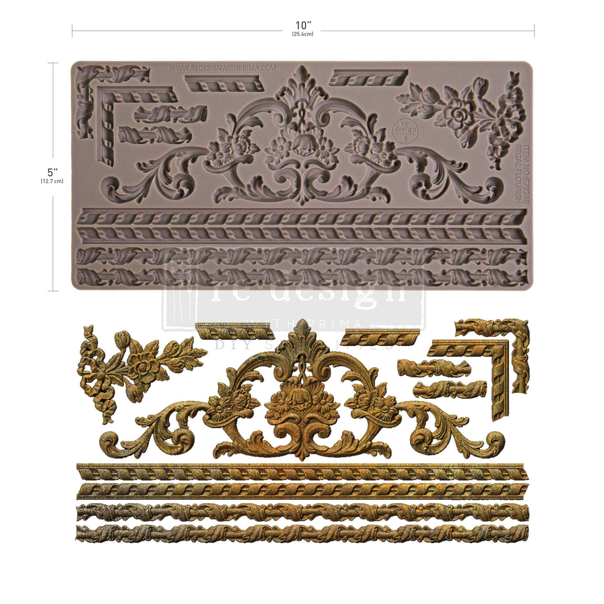 Regal Flourish | Decor Moulds® – 1 pc, 5″ x 10″ x 8mm | ReDesign with Prima