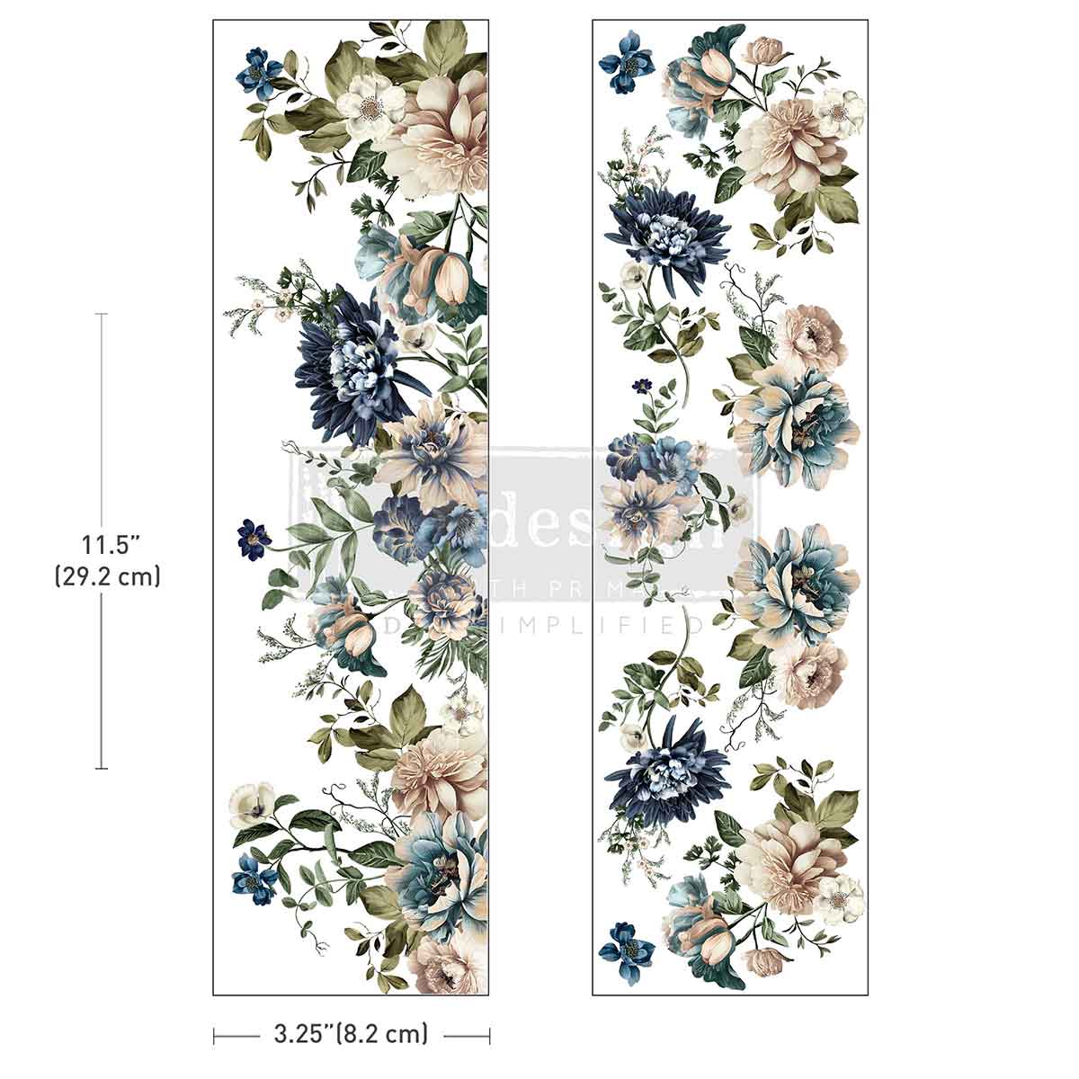 Whispers Of Indigo | Luxe Transfers | Redesign With Prima | Rub on Transfers | Arts & Crafts | 2 sheets, 3.25″x11.5″ Redesign with Prima