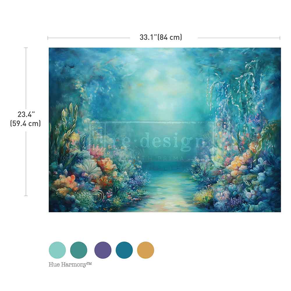 Beneath The Blue | A1 23.4"x33.1" | Decoupage Fiber Paper | Redesign with Prima