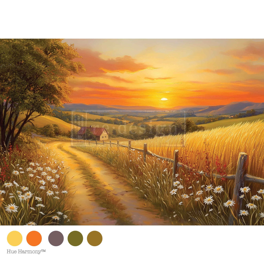 Sunset Haven | A3 11.7"x16.5" | Decoupage Fiber Paper | Redesign with Prima Redesign with Prima