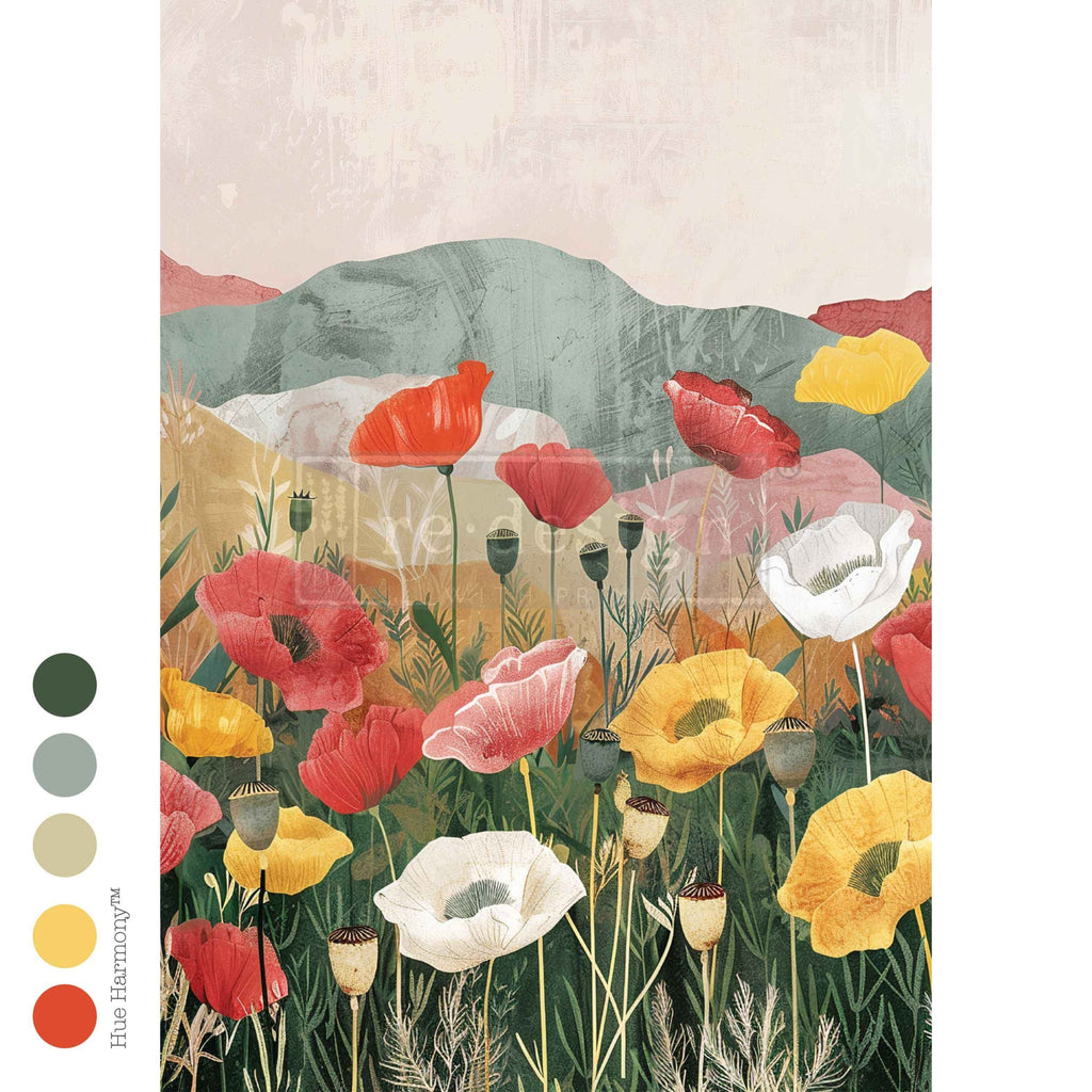 Impression Of Poppies | A3 11.7"x16.5" | Decoupage Fiber Paper | Redesign with Prima Redesign with Prima