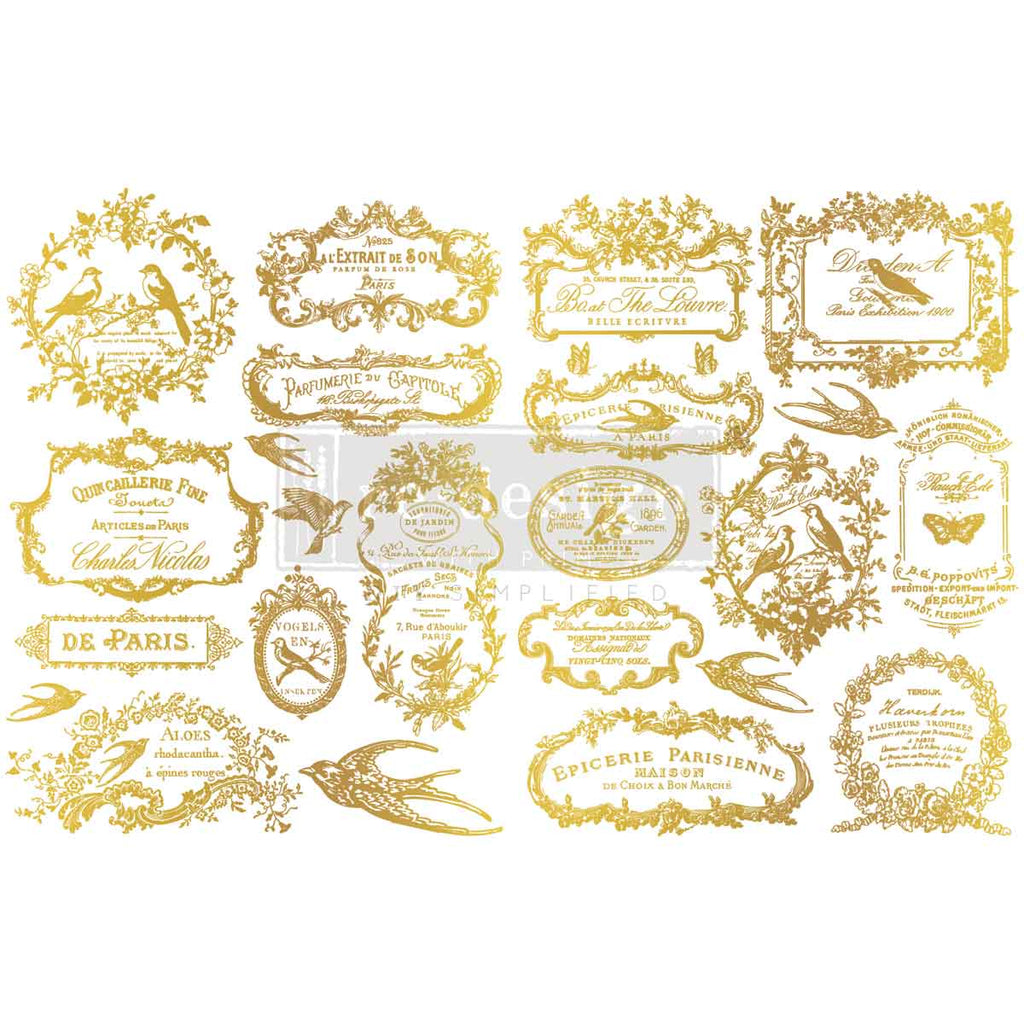 Gold Chant Du Matin | 2 Sheets 8.5" x 11" | H2O Transfers | Redesign with Prima