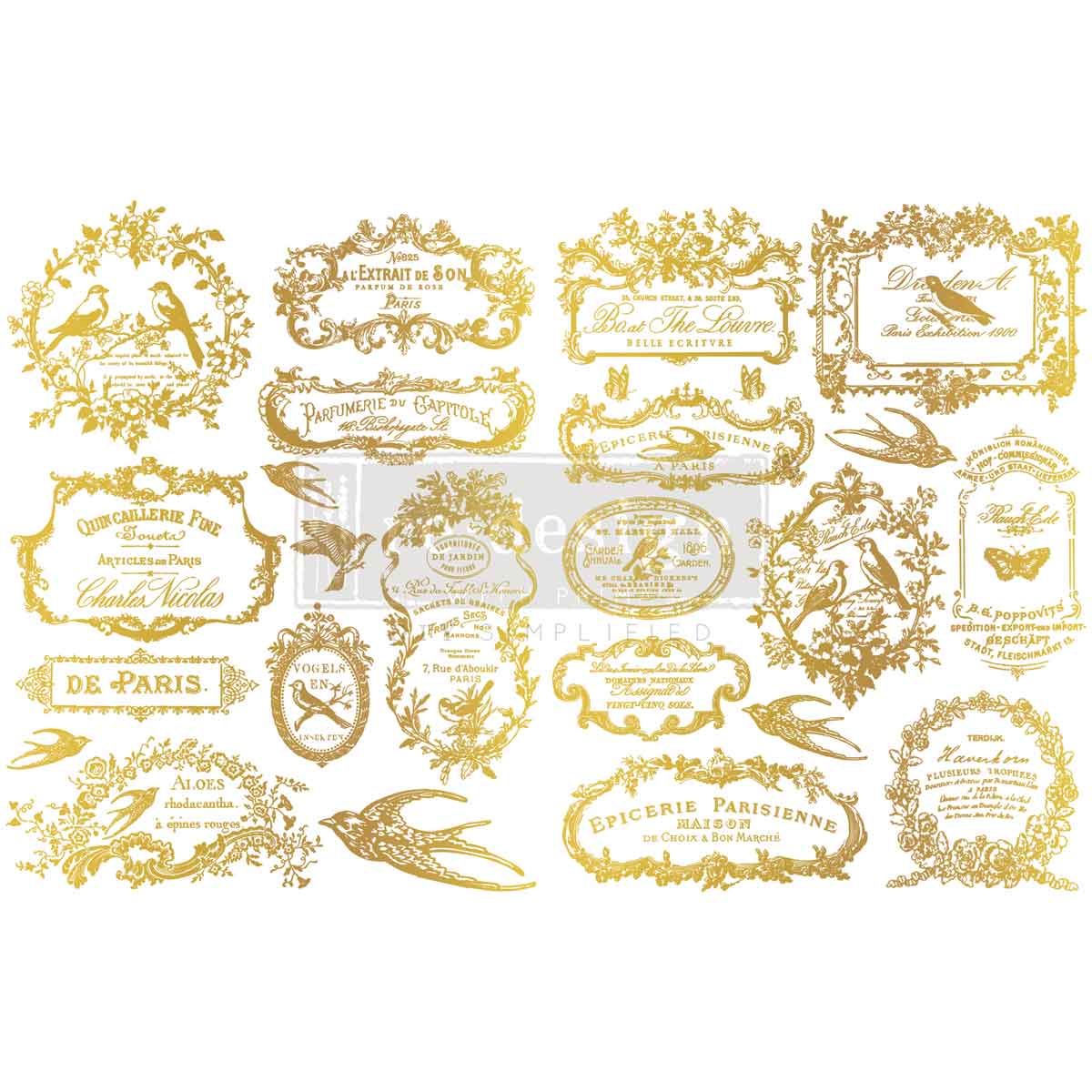 Gold Chant Du Matin | 2 Sheets 8.5" x 11" | H2O Transfers | Redesign with Prima
