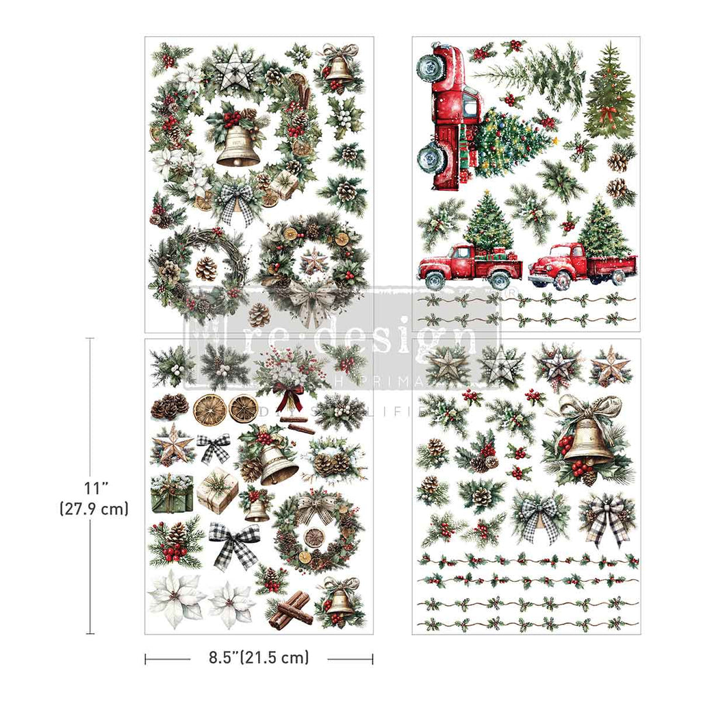 Home For The Holidays | Middy Plus Transfer – 4 Sheets, 8.5" x 11" | ReDesign with Prima | Christmas Farmhouse Decor