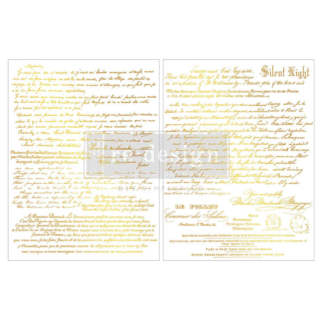 Gilded Noel Script | Middy Foil Transfer – 2 Sheets, 8.5" x 11" | ReDesign with Prima | Gold Vintage Script